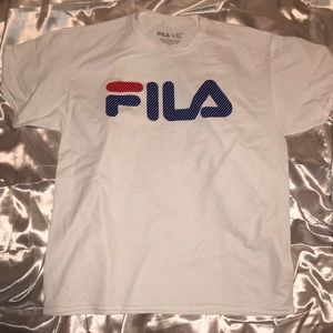 Fila White Basic Logo Striped Printed T-Shirt